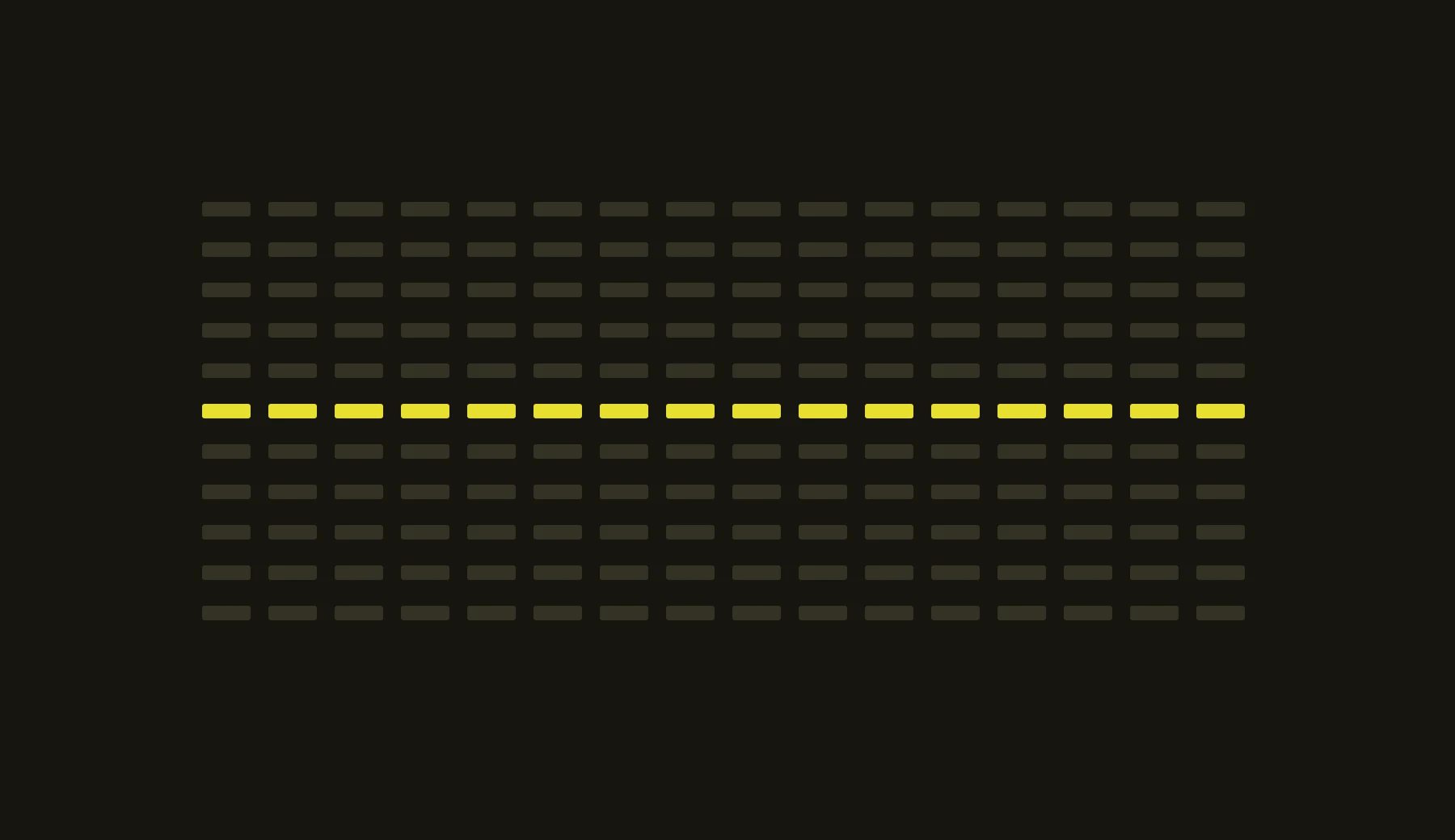 A dense grid of small rows with one row picked out in yellow