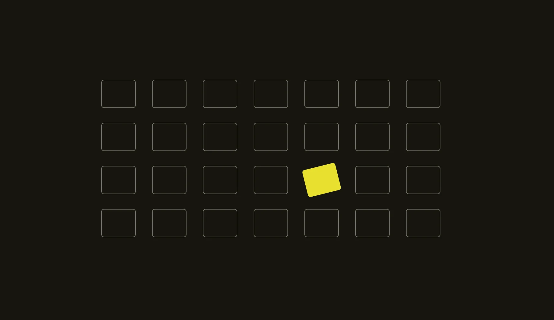 A grid of outlined modules with one yellow module rotated out of alignment