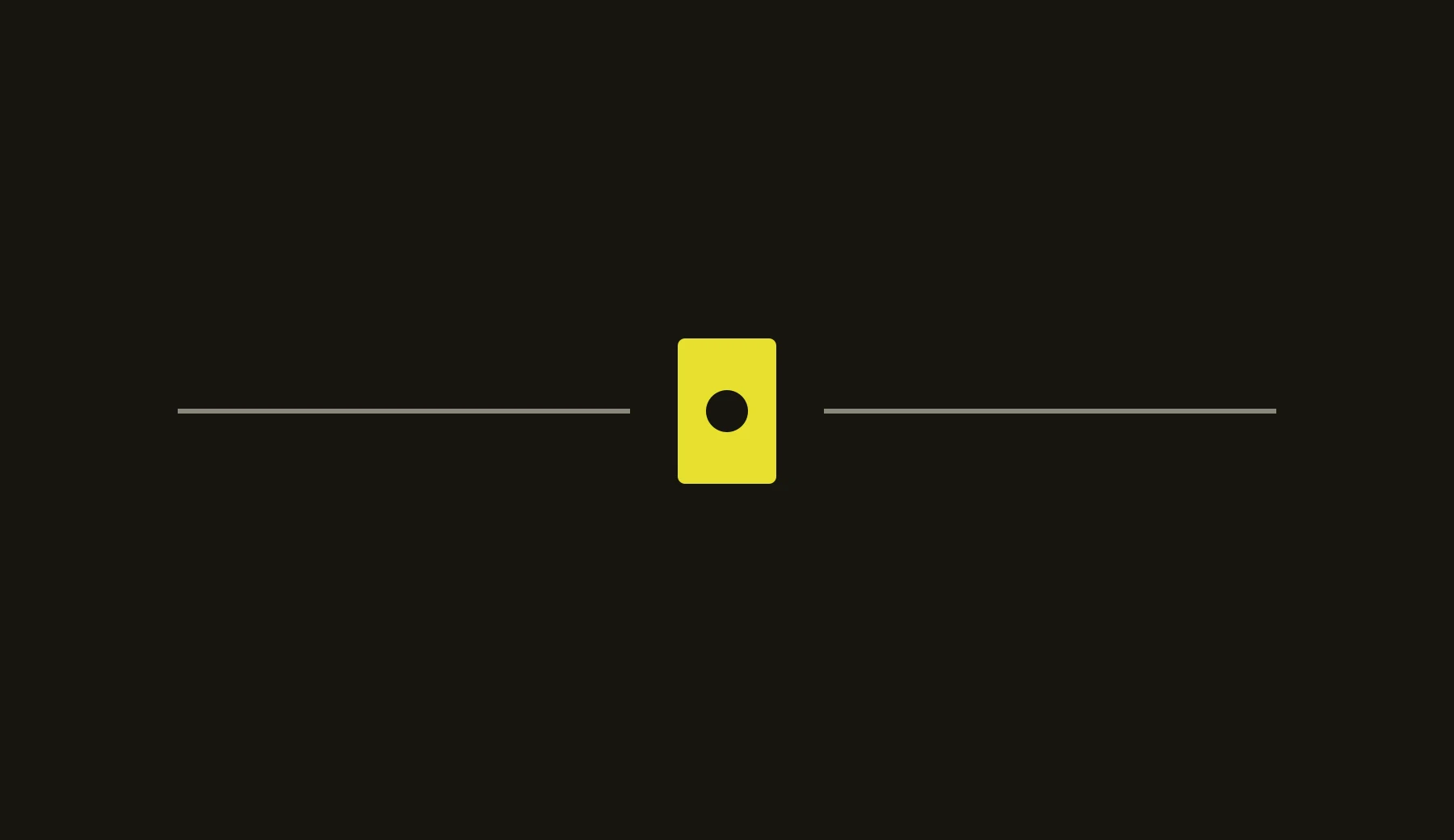 A continuous line interrupted by a single yellow block placed deliberately in the gap