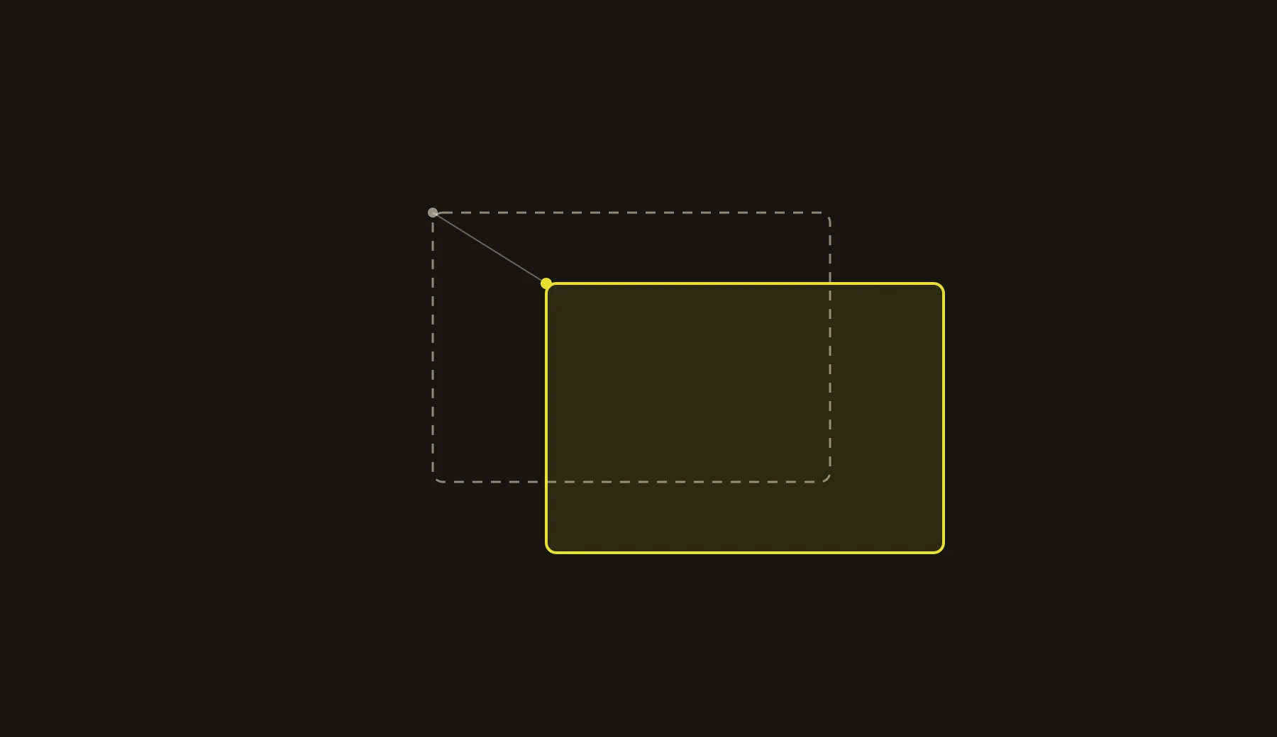 Two overlapping circles that do not quite align, one outlined in yellow