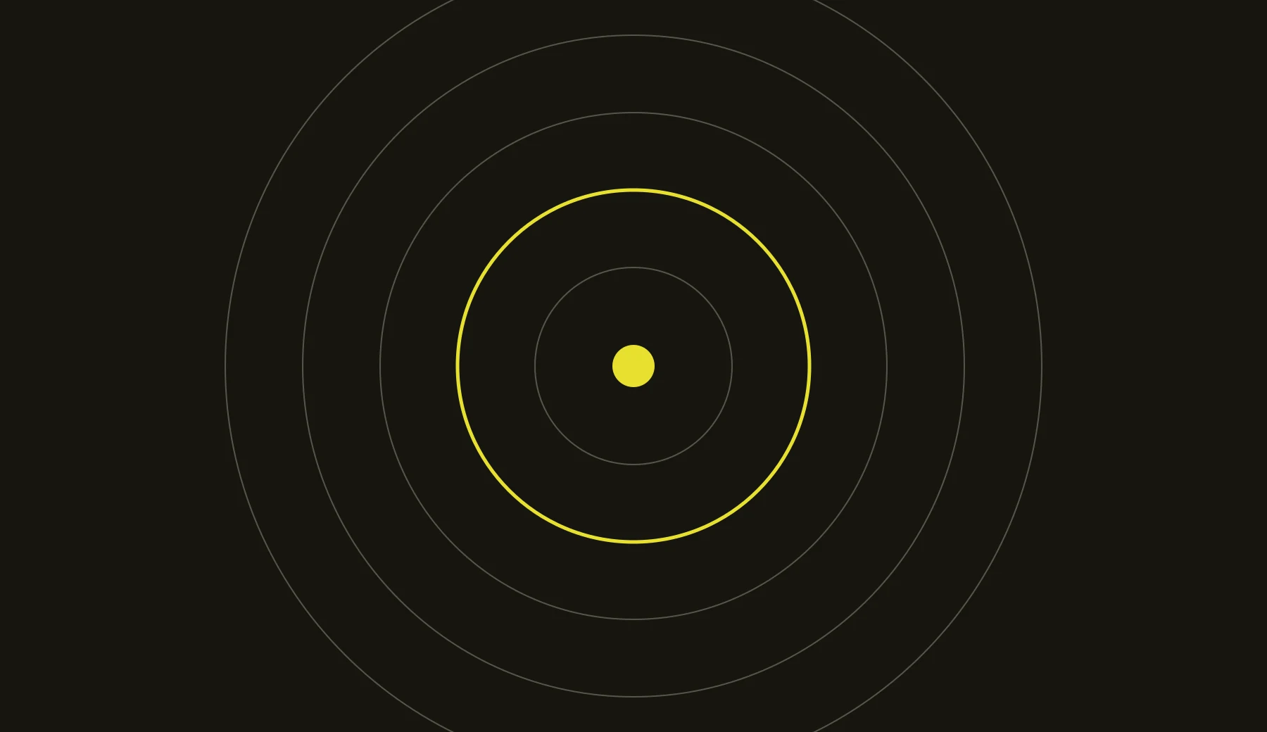 Concentric rings radiating from a single yellow point, one ring picked out in yellow